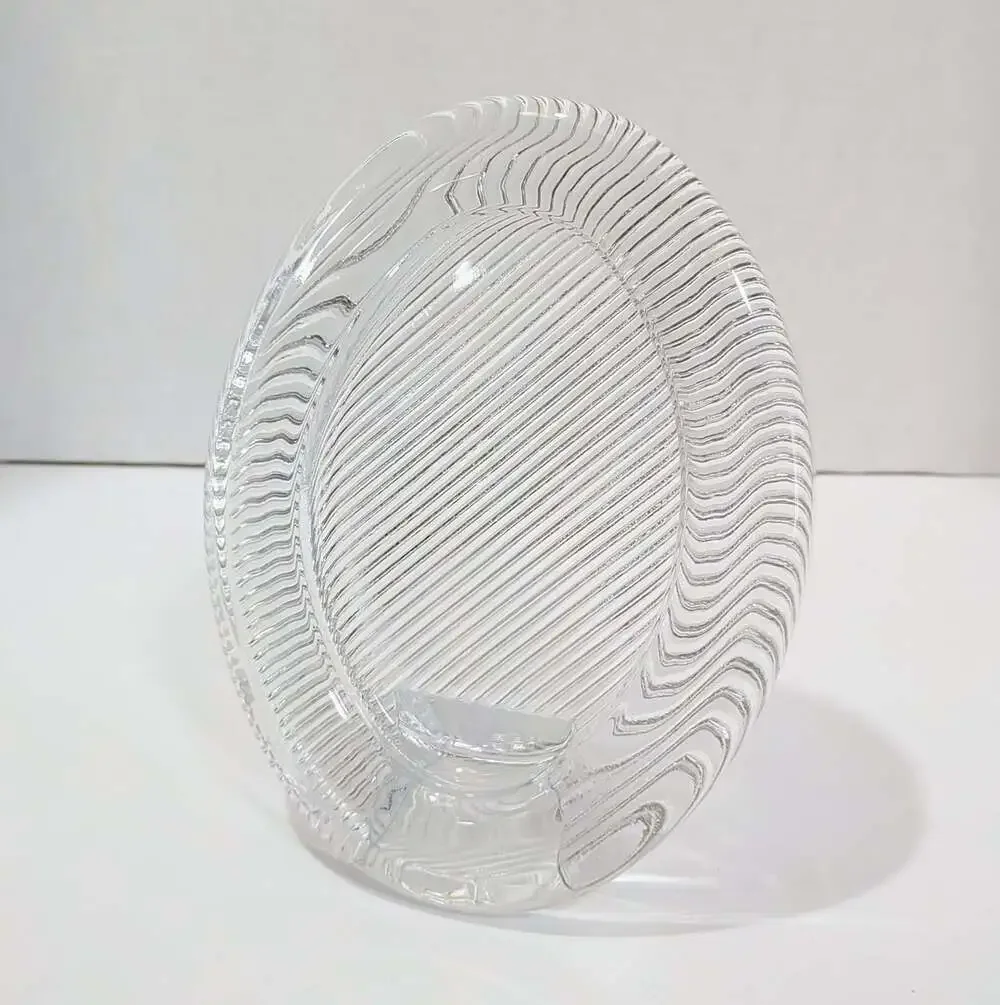 Vintage 1980s Mikasa Frame Heavy Crystal Oval Photo Frame Ribbed Glass Japan